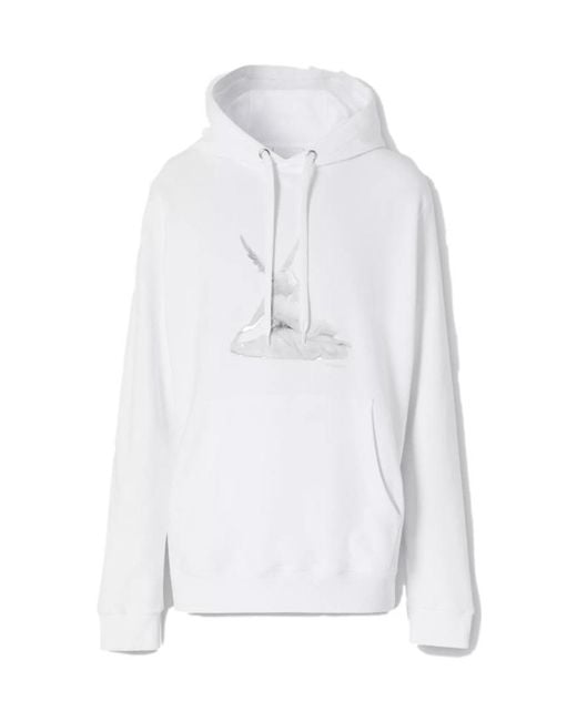 Burberry White Cupid-Print Hoodie for men