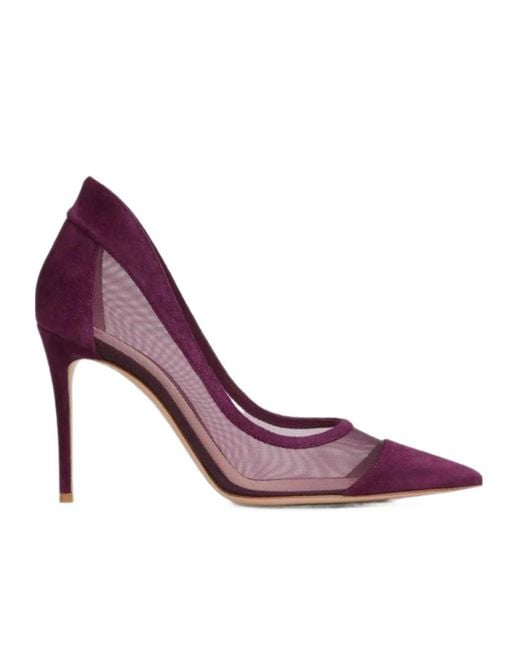 Gianvito Rossi Purple Mesh High Heels