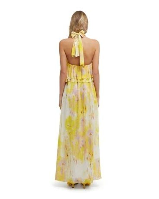MSGM Yellow Floral-Print Ruffled-Detail Dress
