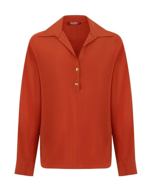 Max Mara Red Long-Sleeved Shirt