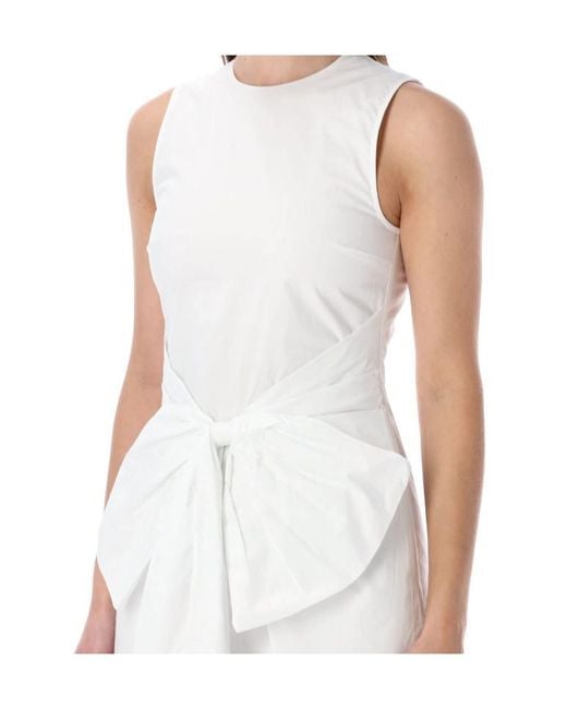 ROTATE BIRGER CHRISTENSEN White Sleeveless Dress W/ Bow Bright