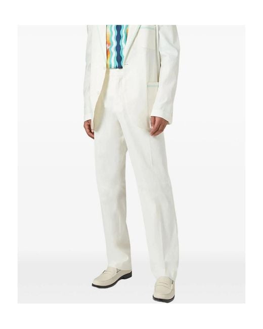 Casablanca White Pleated Pocketed Tailored Trousers for men