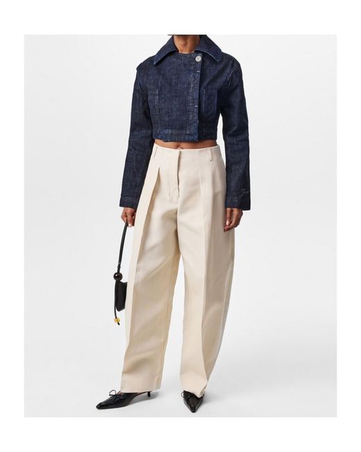 Jacquemus Blue Lapel Long Sleeve Denim Jacket