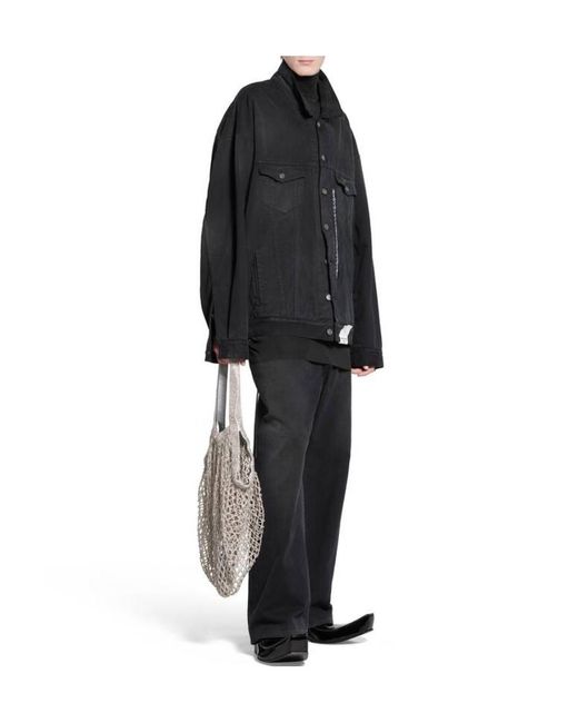 Balenciaga Blue Collared Button-Up Denim Jacket for men