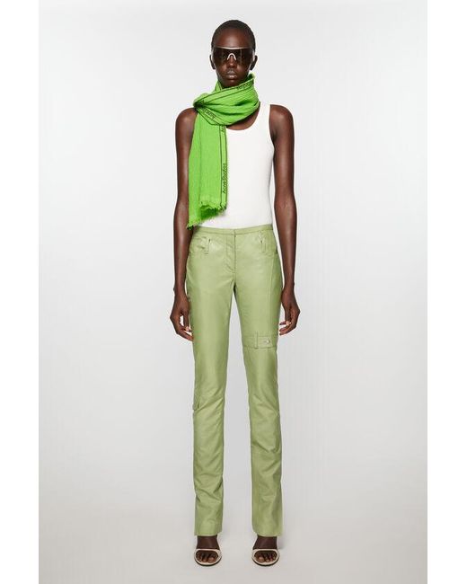 Acne Green Jacquard-Logo Scarf for men