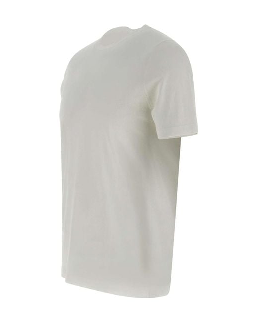 Kangra Cashmere White Kangra Short-Sleeved Crewneck T-Shirt for men