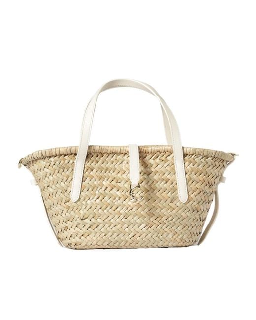 Coccinelle Metallic Logo Plaque Woven Tote Bag