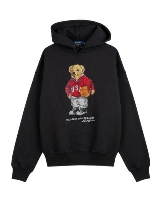 Ralph Lauren Black Polo Bear Printed Hoodie