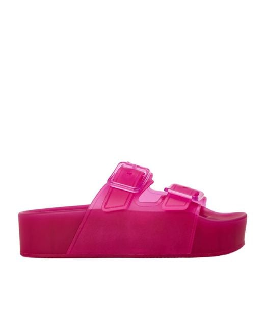 Balenciaga Pink Buckle Platform Slippers