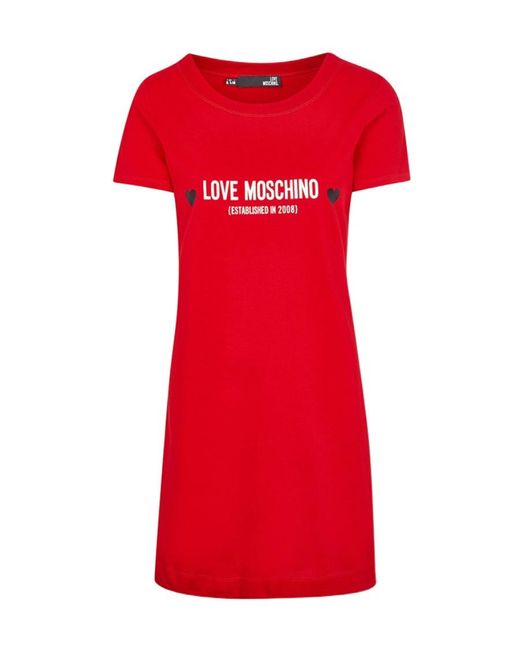 Moschino Red Logo T-Shirt Dress