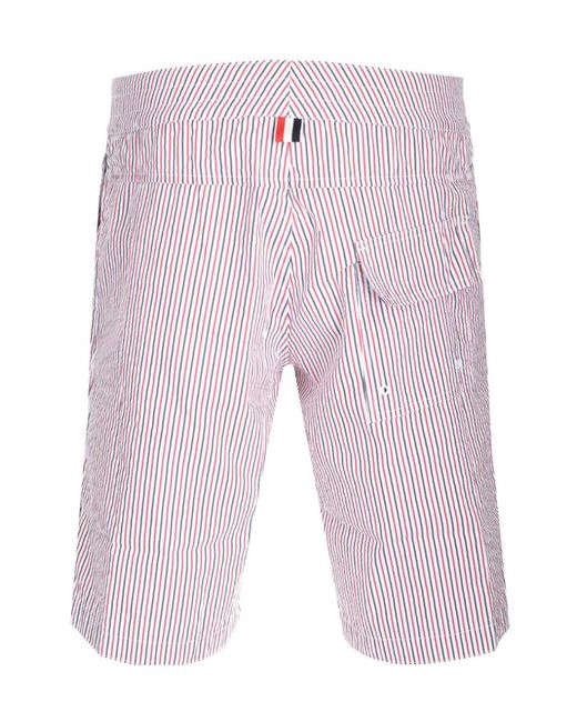 Thom Browne Red Striped Drawstring Swimming Shorts for men