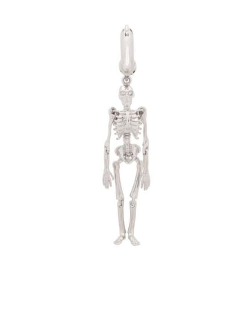 McQueen White Dancing Skeleton Earring for men