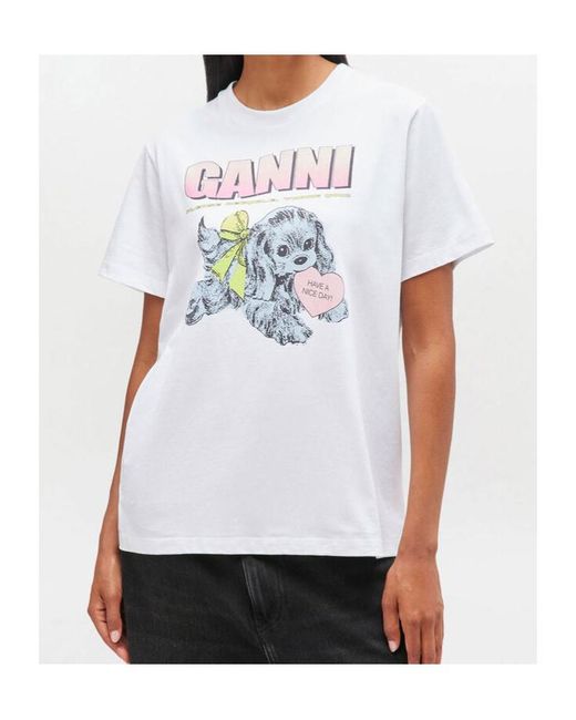 Ganni White Puppy T-Shirt