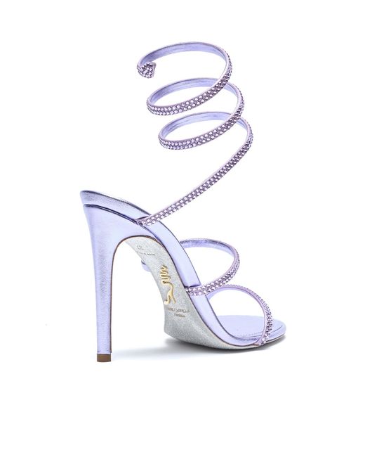 Rene Caovilla White Cleo Crystal-Embellished Satin Sandals