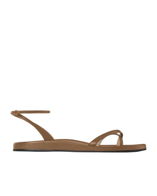 The Row Metallic Hugh Ankle-Strap Leather Sandals