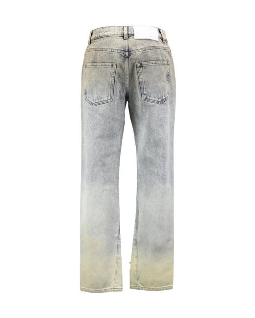 Off-White c/o Virgil Abloh Gray Washed Denim Straight-Leg Jeans