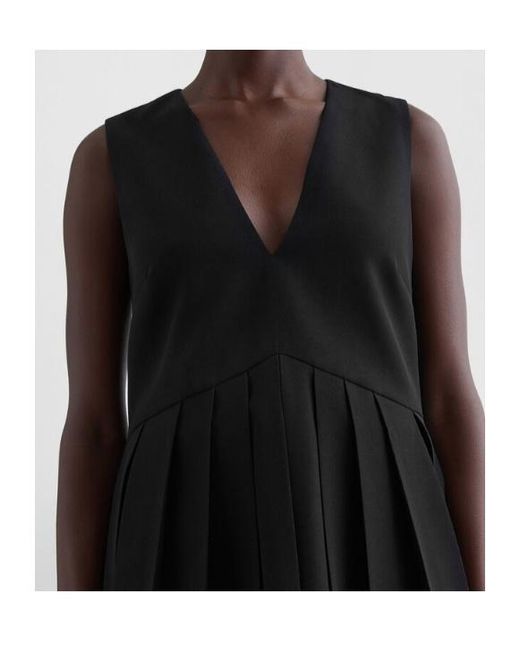 Jil Sander Black Gabardine Pleated Top