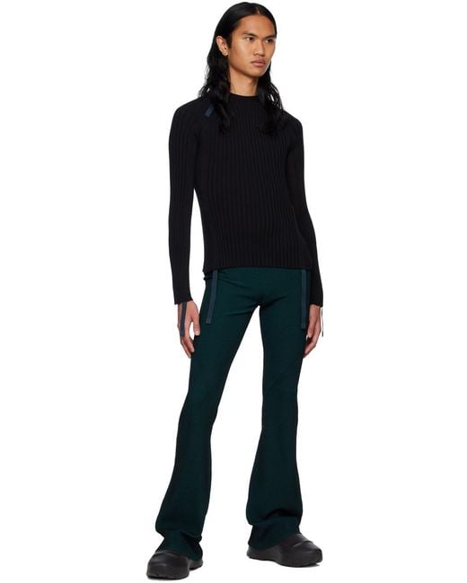 Dion Lee Blue Angled Ribbed Flared Trousers for men