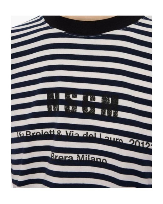 MSGM Black Striped Crewenck T-Shirt