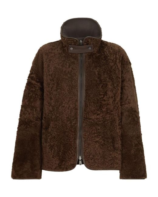 Brunello Cucinelli Brown Fuzzy-Shearling Reversible Outerwear Jacket With Monili