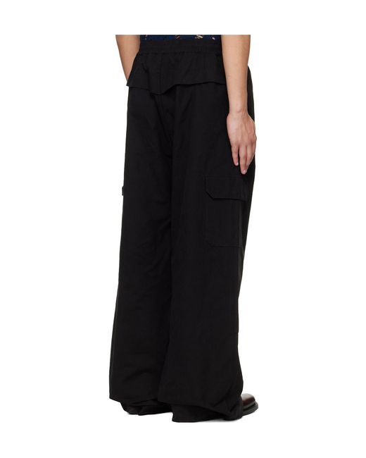 Egonlab Black Sculpted Track Elastic Waist Casual Pants for men