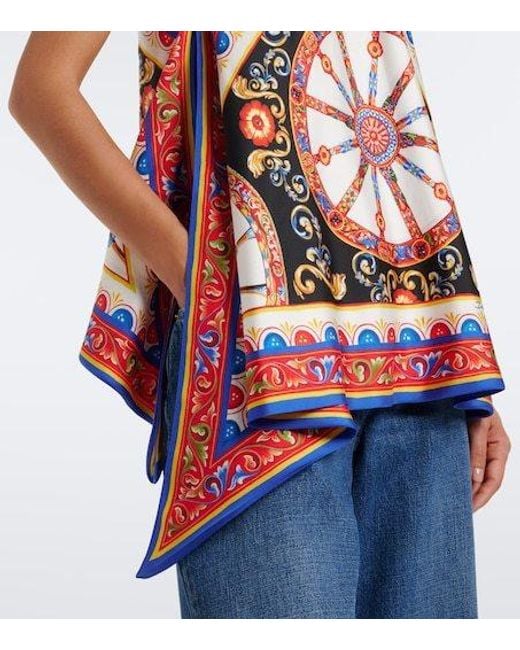 Dolce & Gabbana Red Carretto Silk Twill Halterneck Top
