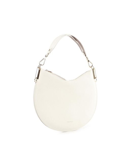 Coccinelle White Sunup Logo Stamp Medium Shoulder Bag