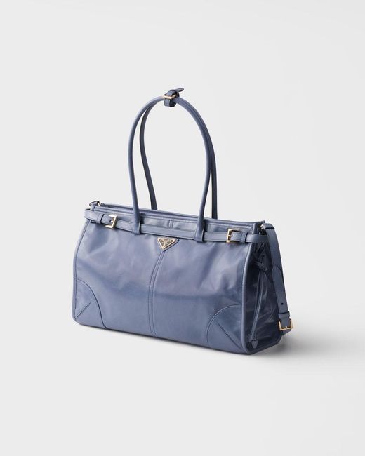 Prada Blue Bonnie Large Leather Handbag