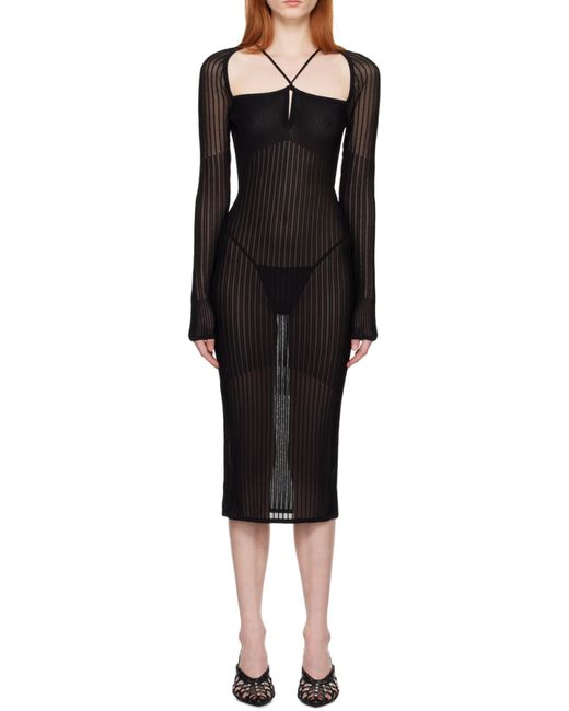 Nensi Dojaka Black Ribbed Maxi Dress
