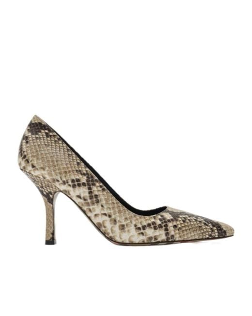 Burberry Metallic Python-Print Leather Dame High Pumps