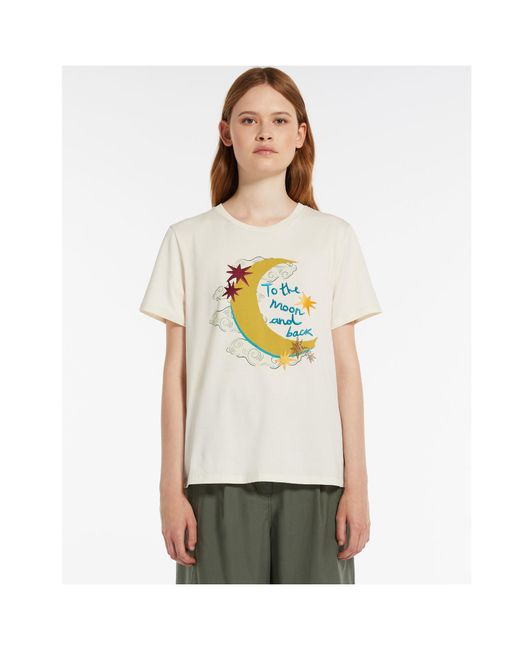 Weekend by Maxmara White T-Shirt With Round Neck And Short Sleeves