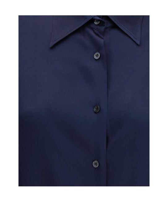 Tom Ford Blue Satin Relaxed Fit Shirt
