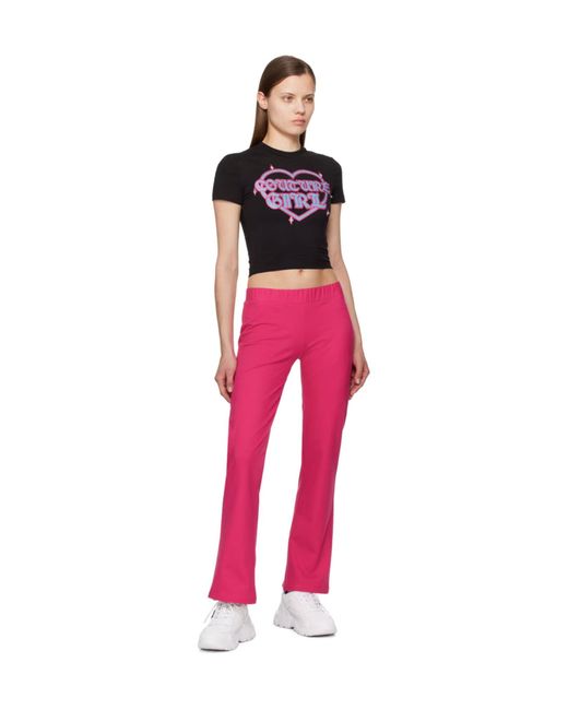 Versace Jeans Pink Logo Crystal Sweatpants