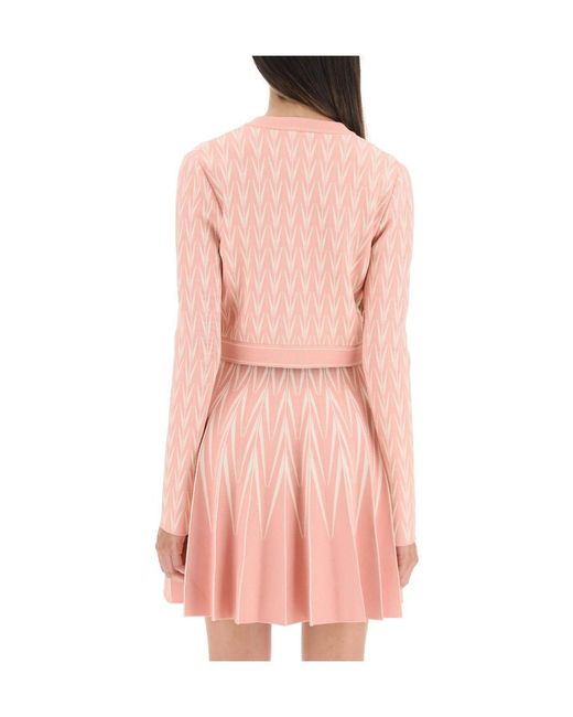 McQueen Pink Abstract Pattern Knitted Short Cardigan