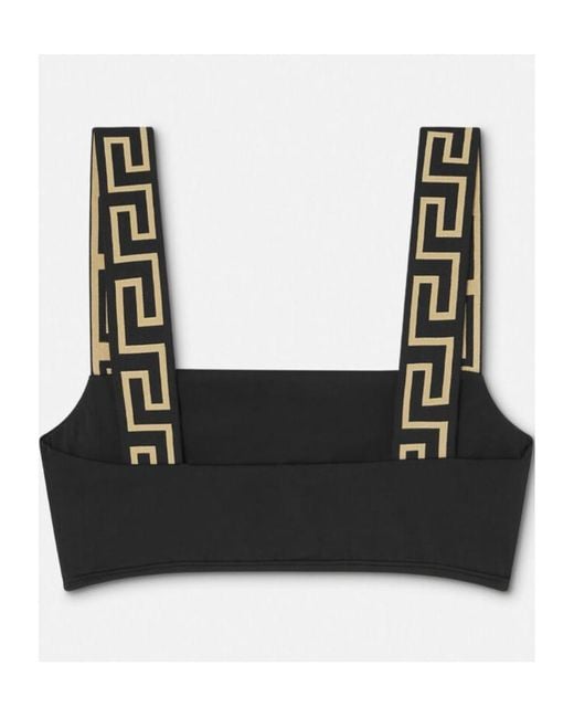 Versace Black Greca Border Bikini Top