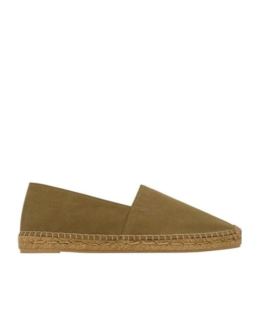 Saint Laurent Green Logo Embroidered Slip-On Espadrilles