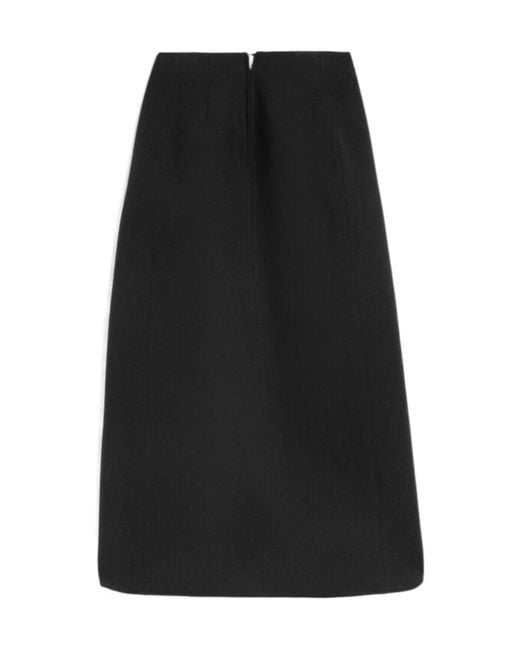 Jil Sander Black Wool Sablé Skirt
