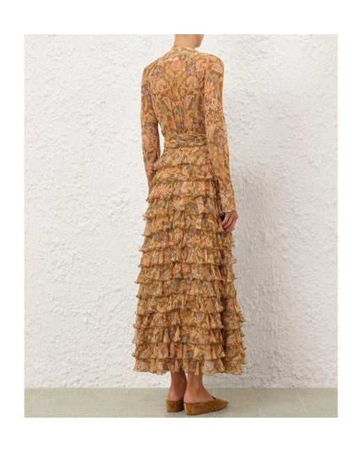 Zimmermann Natural Valiant Ruffle Wrap Dress