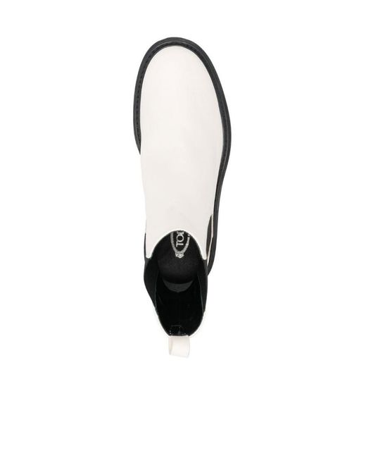 Tod's White Rubber-Stud Chelsea Boots