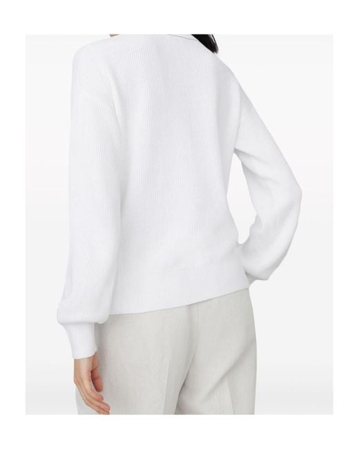 Brunello Cucinelli White Crewneck Knitted Jumper