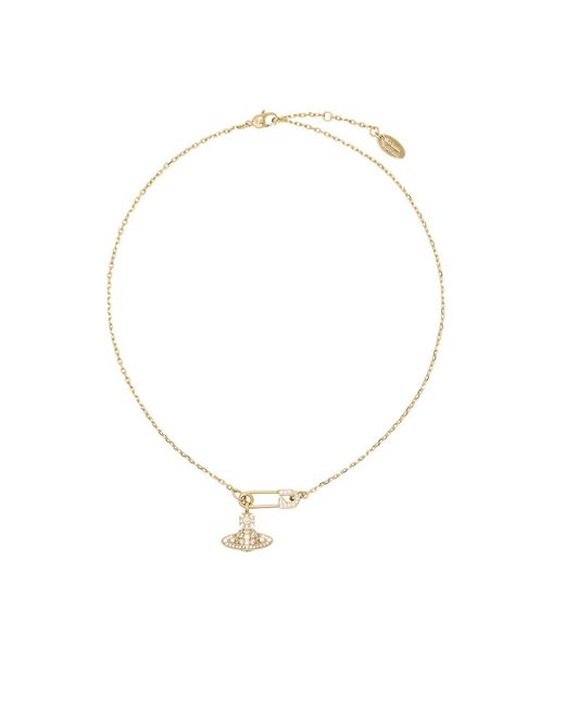 Vivienne Westwood White Lucrece Crystal Pin Necklace