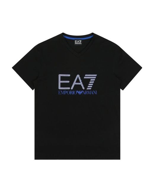 EA7 Black Logo T-Shirt With Round Neck for men