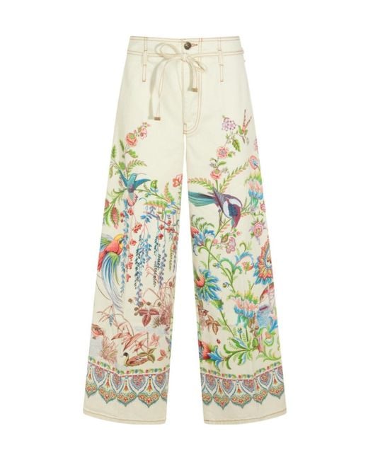 Etro White Printed Wide-Leg Jeans