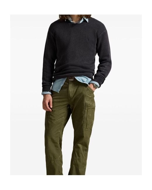 Polo Ralph Lauren Blue Logo Embroidered Crewneck Jumper for men