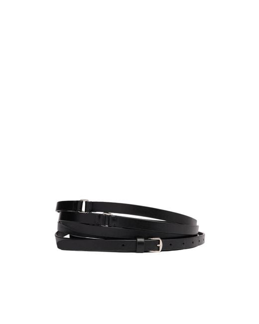Ann Demeulemeester Black Triple-Wrap Leather Belt