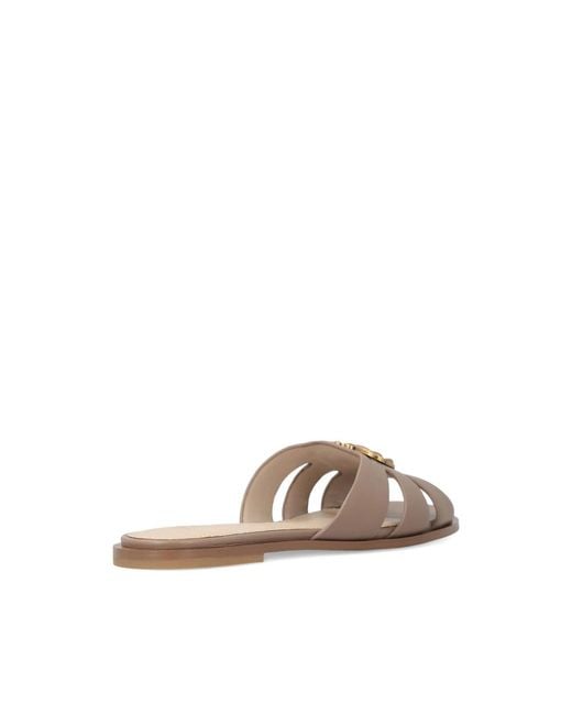 Pinko Brown Love Birds Cut-Out Flat Sandals