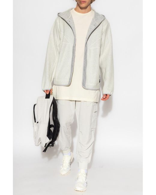 Y-3 White Fleece Hooded Jacket for men