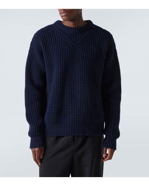 Jil Sander Blue Oversized Virgin Wool Sweater for men