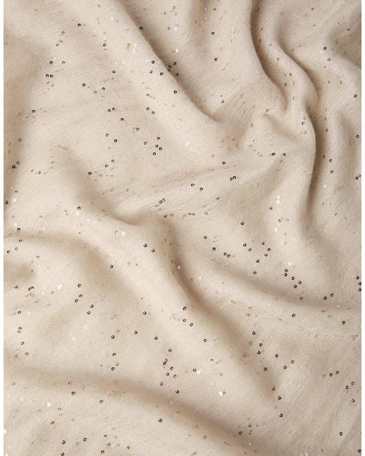 Brunello Cucinelli Natural Embellished Fringed-Edge Scarf