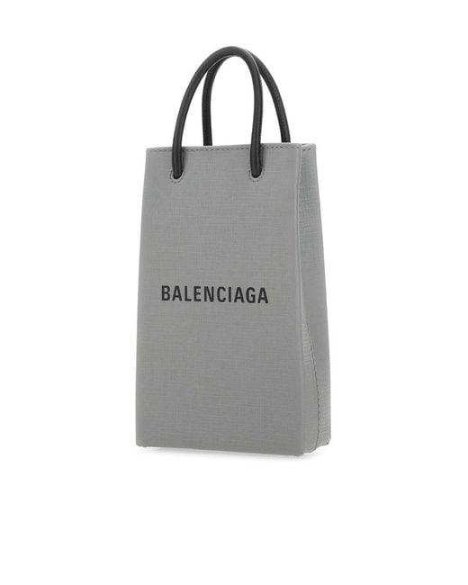 Balenciaga Gray Logo Printed Phone Holder